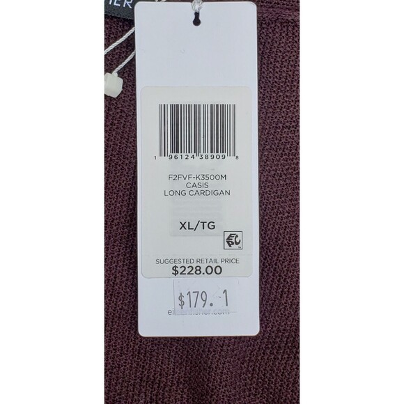 Eileen Fisher Plum Organic Linen Cotton Cardigan Easy Fit Thigh Length XL READ - Picture 8 of 10